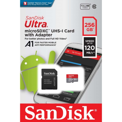 Карта памяти MicroSD SanDisk Ultra 256GB UHS-I + адаптер (SDSQUA4-256G-GN6MA) от магазина Kiberzona72